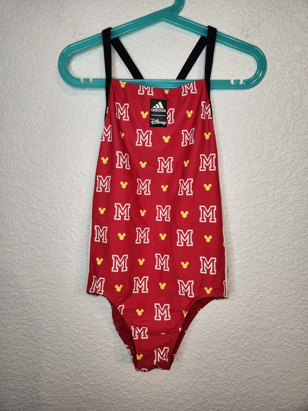 Disney Adidas Mickey monogram collab one piece swimsuit size S